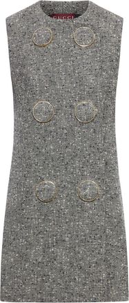 Gucci Womens Melange Grey Wool Blend Mini Dress - Silver - Size EU 40 (Womens)
