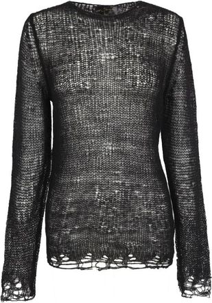 Cortana Open Knit Jersey - Dames - Ronde hals truien - Zwart - XS - Kasjmier - Truien & Vesten
