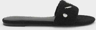 Charles & Keith Tweed Beach Slide Sandals