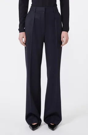 Max Mara Cannes Pleated Wool Twill Pants in Ultramarine at Nordstrom, Size 16