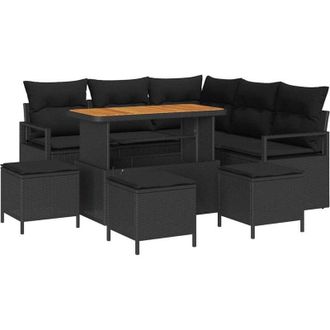 vidaXL Garden Sofa Set with Cushion with Storage 9 pcs Black vidaXL