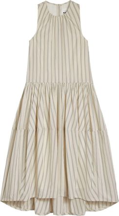 Jil Sander Gestreepte midi-jurk - Beige