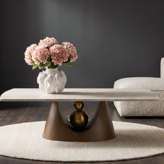Kare Design Mesa de centro de m&aacute;rmol beige 140 x 80 cm