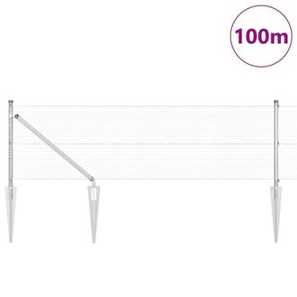 Berkfield Home Modern Welded Wire Fence with 13 Spike Posts 0.5x100 m Galvanised in Silver