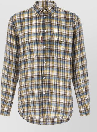 Dsquared2 linen plaid long-sleeve shirt