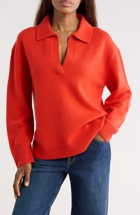 TWP Boy Johnny Collar Cashmere Henley Sweater in Summer Tomato at Nordstrom Rack, Size Xx-Small