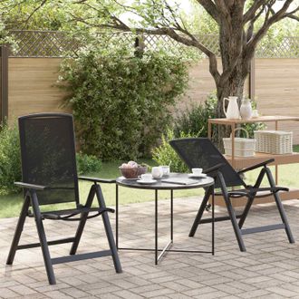 vidaXL Vidaxl Sedie Da Giardino Reclinabili 2 Pz Nero Textilene