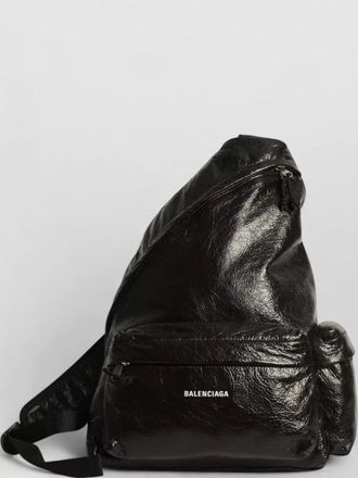 Balenciaga asymmetric explorer leather zip backpack