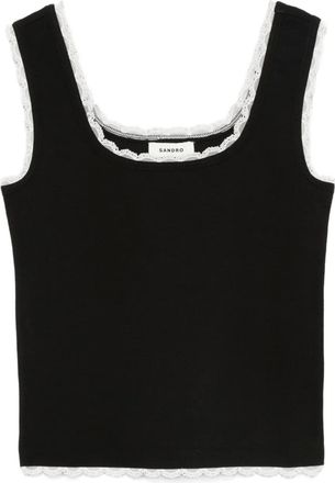 Sandro Top met vierkante hals - Zwart