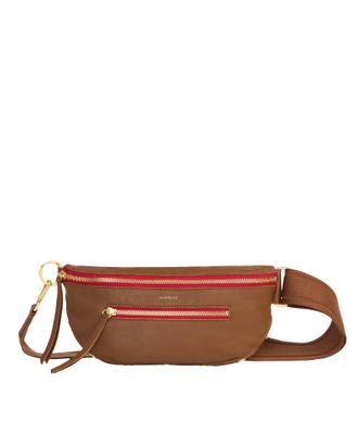 Hammitt Hammitt Charles Crossbody Mahogany Pebble Brushed Gold Red Zip Med