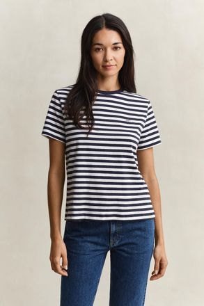 GANT Women Striped Shield T-Shirt (XXL) EVENING BLUE