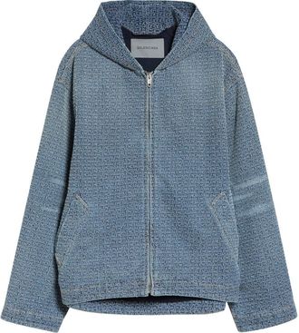 Balenciaga Logo Embroidery Hooded Denim Jacket in 5002 Aubergine at Nordstrom, Size 48