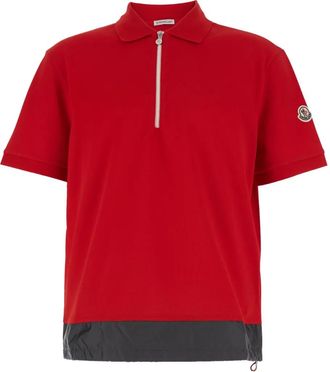 Moncler Polo a maniche corte con mezza zip - Rosso