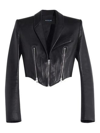 MUGLER Giacca crop con zip - Nero