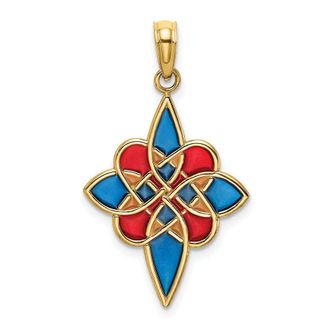 Diamond2Deal 14k Yellow Gold Multi-color Enameled Celtic Knot Charm Pendant