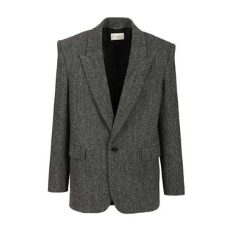 Saint Laurent Brushed Herringbone Wool Jacket - male - Saint Laurent - Blazers - Black - XL - Jackets