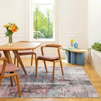 Kukoon Blue Pink Multi Colour Abstract Machine Washable Soft Area Rug | Size: 240 cm x 330 cm