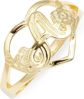 The M Jewelers NY The Cutout Flower Heart Letter Ring in Gold at Nordstrom, Size 9
