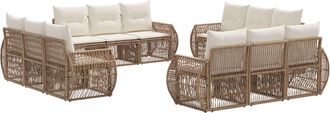 vidaXL Conjunto De Sof&aacute;s De Jard&iacute;n 12 Uds. Beige Y Blanco Crema Vidaxl