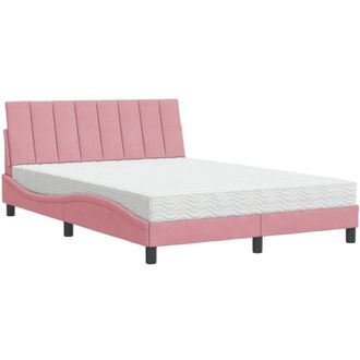 vidaXL Cama Con Colch&oacute;n Hanko Terciopelo Rosa 140x190 Cm Vidaxl