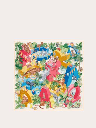 Ferragamo Women Jungle Party print silk scarf Multicolor