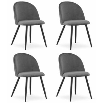 OEM Silla Bello - Terciopelo Gris Oscuro / Patas Negras X 4