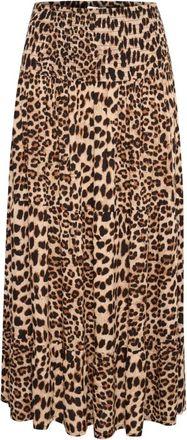 Kaffe Luipaard Smock Rok Klassieke Stijl - Dames - Maxi Rokken - Veelkleurig - Xl/2Xl - Rokken