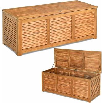 Costway Baule da Giardino, Scatola Portaoggetti da Esterno in Legno con Capacit&agrave; di Contenimento di 235 Litri, 120,5 x 44,5 x 44,5 cm - Costway