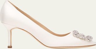 Manolo Blahnik Hangisi Satin Buckle Pumps