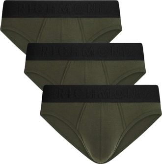 John Richmond Tripack Slip Vita Bassa Tricolor in Cotone Pettinato - Heren - Onderbroek - Groen - 2XL - Katoen - Ondergoed
