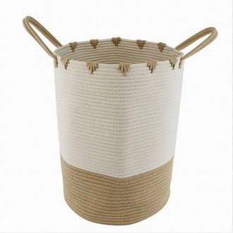 Trade Shop Trade Shop - Porta Biancheria Sporca Cesto Tessuto Cestino Bicolore Con Manici 35x45cm 10661