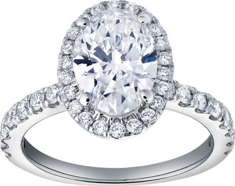 LuvMyJewelry Laurentia 14K White Gold Oval Lab Grown Diamond Halo Engagement Ring - 1.95 Ct at Nordstrom, Size 4.5