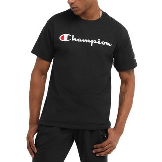 Champion Mens Classic Graphic Tee T-Shirt, Black Script, XS
