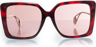 Gucci Pre-owned Womens pink oversized Havana sunglasses - Gold - One Size