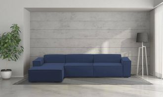 Talamo Italia Talamo Italia - Sof&aacute; Fijo Licia, Sof&aacute; Modular 4 Plazas Pen&iacute;nsula Izquierda, 100% Made In Italy, Sof&aacute; Moderno En Tela, Cm 340x170h70, Azul, Con Embalaj