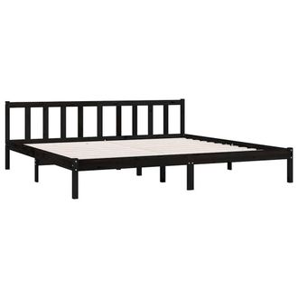 Berkfield Home Modern Bed Frame Black Solid Pinewood 200x200 cm