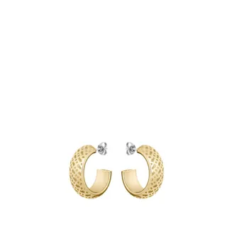 BOSS Engraved-monogram hoop earrings in gold-tone steel