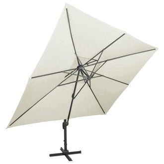 Berkfield Home Cantilever Garden Parasol with Double Top Sand 400x300 cm in Beige