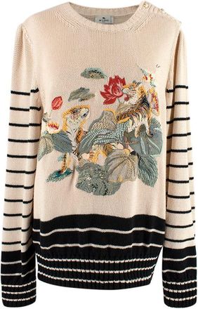 Etro Jungle Embellished Stripe Knit Jumper Size L