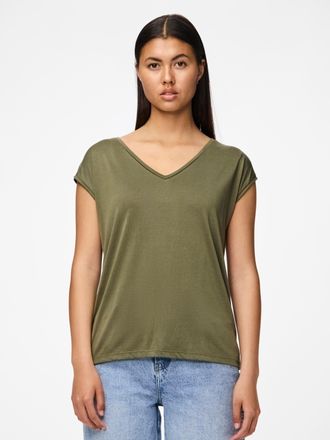 Pieces Kurzarmshirt PIECES PCKAMALA TEE NOOS BC, Damen, Gr. XL, grape leaf, Single Jersey, Obermaterial: 73% Modal, 27% Polyester, unifarben, regular fit nor
