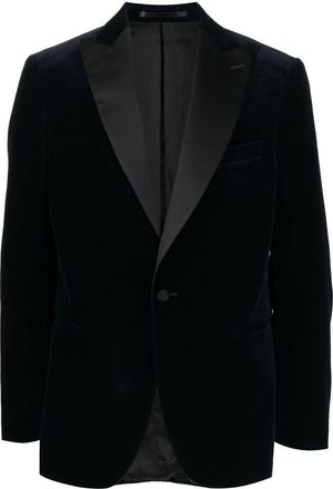 N.Peal velvet-effect dinner jacket - men - Cotton - 46 - Blue