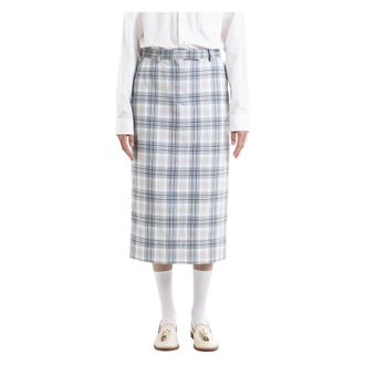 Thom Browne Midi Skirts, female, Multicolor, Size: XS Windowpane Plaid Beltloop Sack Skirt