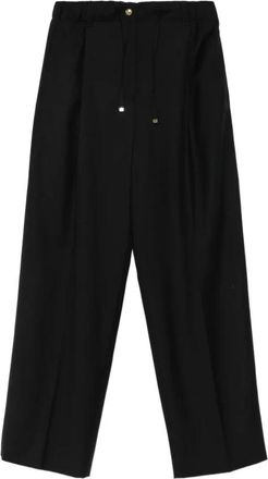 Moncler Drawstring Broeken - Dames - Wijde Broeken - Zwart - S - Wol - Broeken