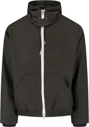 sacai Cropped Boxy Jacket with High Collar and Hood