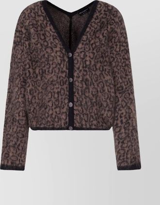 Emporio Armani leopard print long sleeve knitwear cardigan