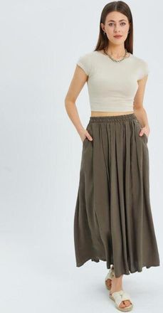 Mixray Hoge Taille Lange Rok met Zakken