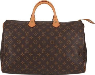 Louis Vuitton Speedy Handbag Monogram Canvas Brown Leather Handbag (Pre-Owned)