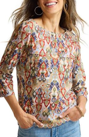 Tommy Bahama Ashby Isles Ikat Bateau Neck Top in Coconut at Nordstrom, Size X-Small