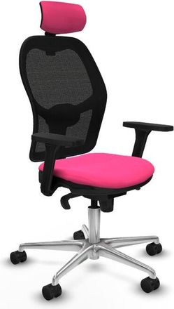 Piqueras y Crespo Piqueras Y Crespo - Jorquera Sincro Malla Negra Similpiel Rosa Brazos 3d Base Aluminio Cabecero 2d Ruedas 65mm Nailon