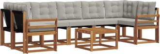 vidaXL Conjunto De Sof&aacute;s De Exterior 8 Uds. Gris Natural Y Claro Vidaxl